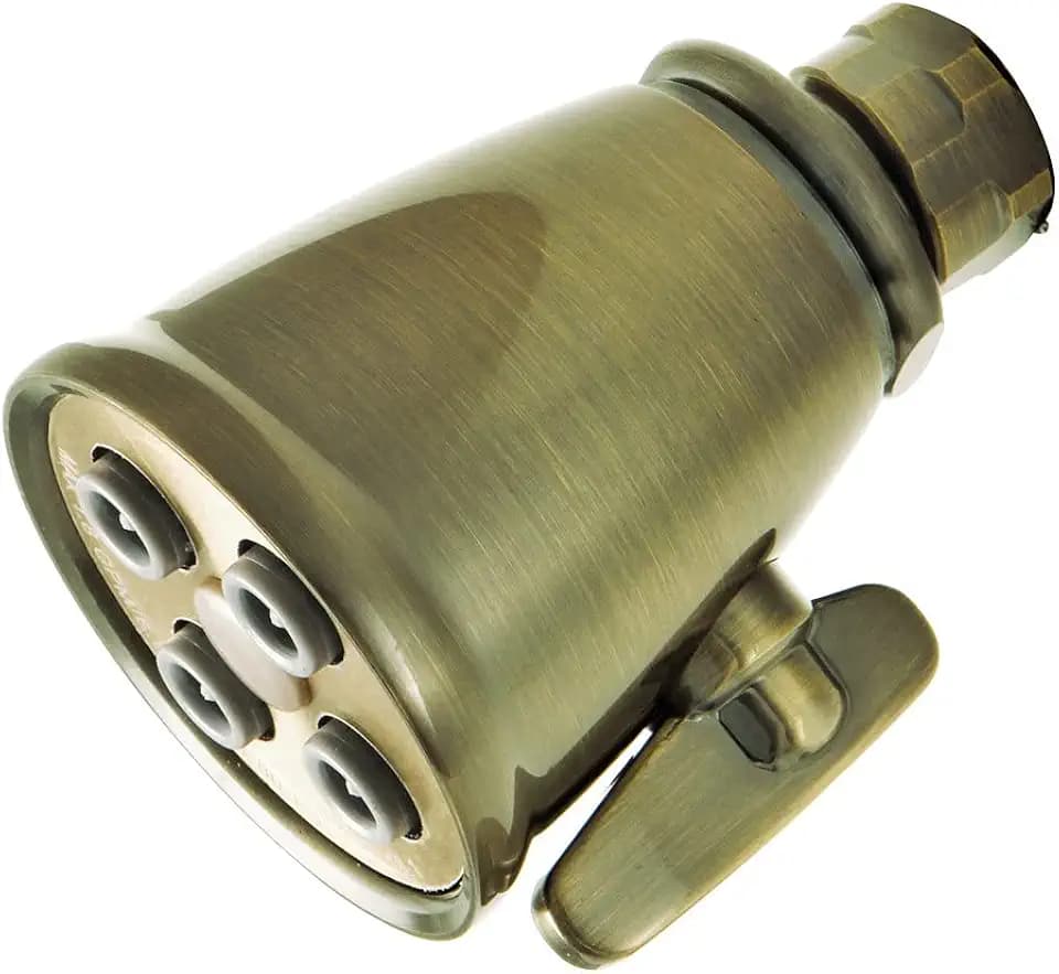 Kingston K137A3 Adjustable Jet Spray Brass Shower Head, Antique Brass