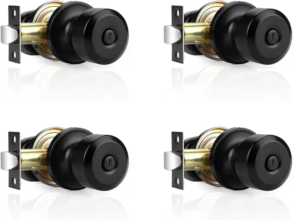 Probrico Door Knobs Without Key Matte Black Privacy Door Knobs 4 Pack Interior/Exterior Door Handles Bedroom/Bathroom Door Knobs