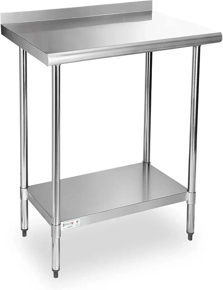 STABLEINK Stainless Steel Table with Backsplash 30x24 Inches for Prep