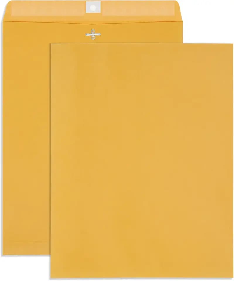 Blue Summit Supplies 100 12" x 15.5" Kraft Clasp Envelopes, Gummed Seal