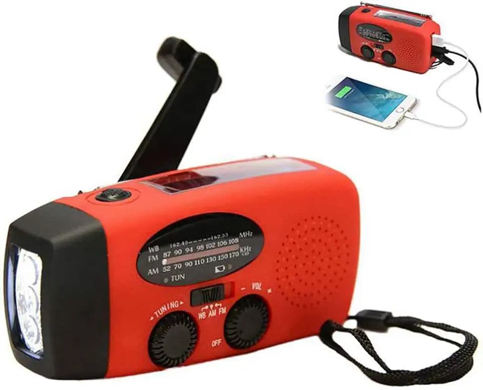 Solar Handkurbel Radio,2000 mAh Solar Handkurbel Dynamo Radio mit LED Taschenlampe Batterieleistung AM/FM Kurbelradio Wiederaufladbare Dynamo Wandern, Camping, Ourdoor,