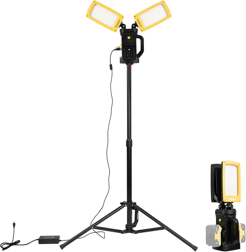 12000LM Cordless/Corded Tripod LED Work Light Fits DEWALT 20V