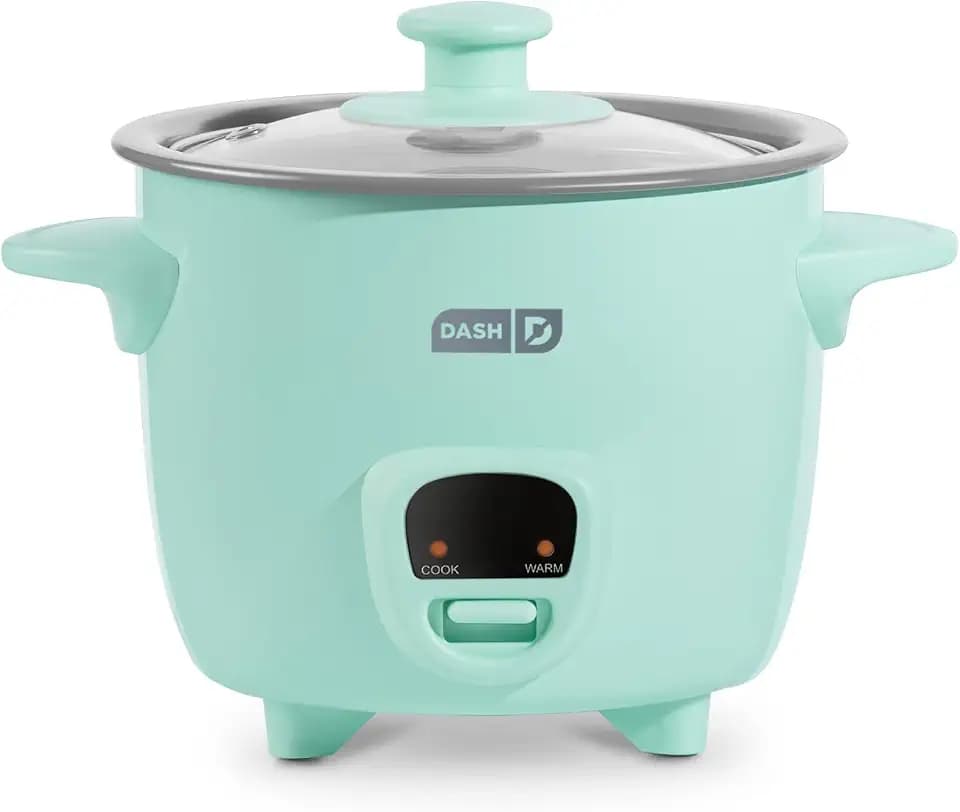 Dash Mini Rice Cooker, 2-Cup Removable Ceramic Nonstick Pot, Aqua