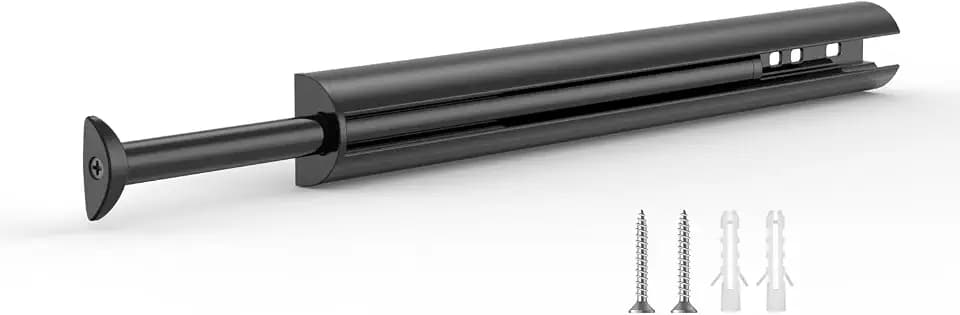 Valet Rod 14-Inch, Pull-Out Closet Clothes Closet Hanging RodMetal Telescoping Adjustable, Rust-Free Closet Hanging Clothes Hat Rack Rod (Mounting Screws Included)-Black
