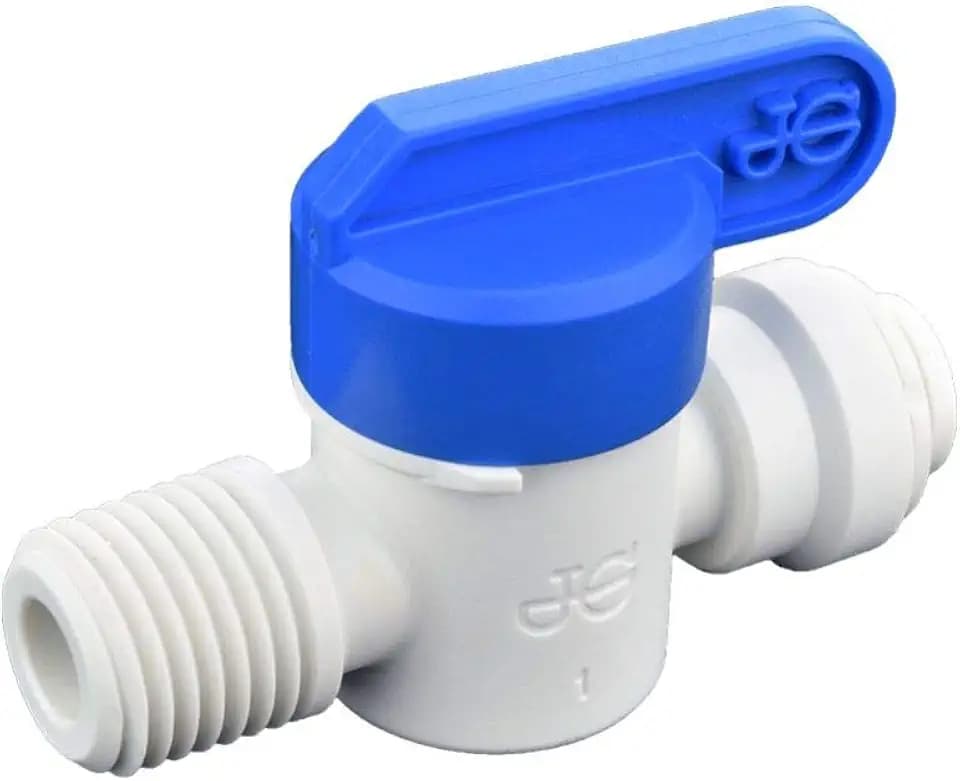 John Guest 1/4 OD Inch x 1/4 NPT Inch Speedfit to Male Shut Off Valve, Push to Connect Plastic Plumbing Fitting, PPSV010822WP