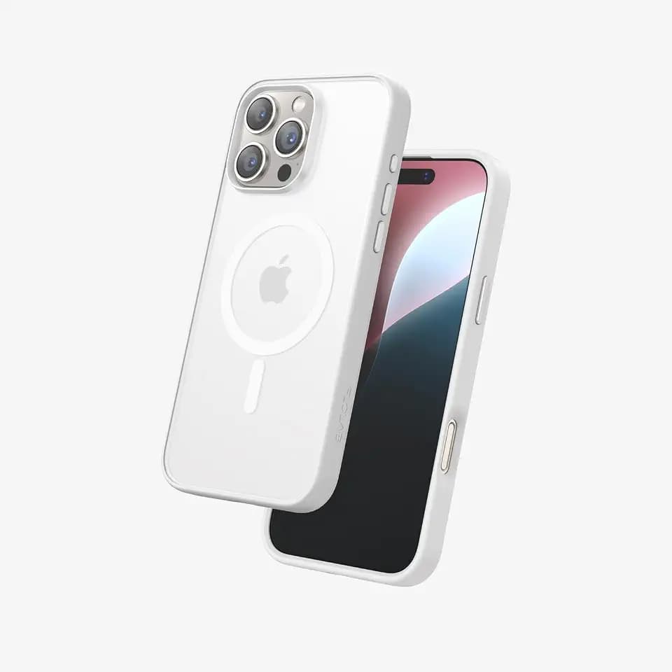 FLOLAB Surtect Tri-Fusion Magnetic for iPhone 16 Pro Max Case Protective Slim Design Magsafe Compatible Military Grade - White Clear Matte Translucent