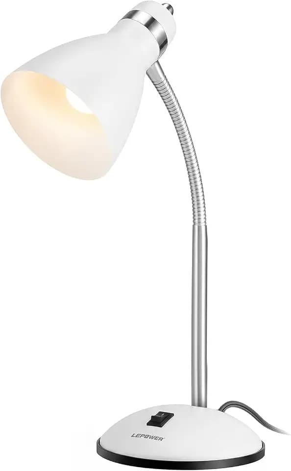 LEPOWER Metal Desk Lamp, Adjustable GooseNeck Reading Light for Bedroom