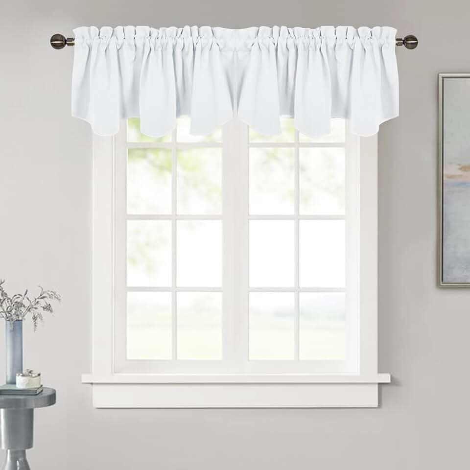 NICETOWN Valances for Windows Rod Pocket Solid Scalloped Valance