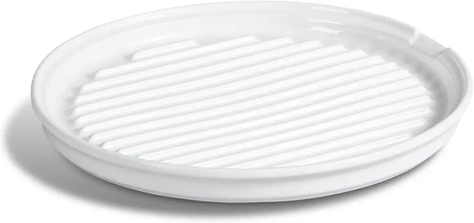 ONEMORE Bacon Rack Ceramic Bacon Cooker Oven Bacon Maker Microwave Meat Rack for Cooking Crisp Bacon - 10 inch Bacon Plate, White
