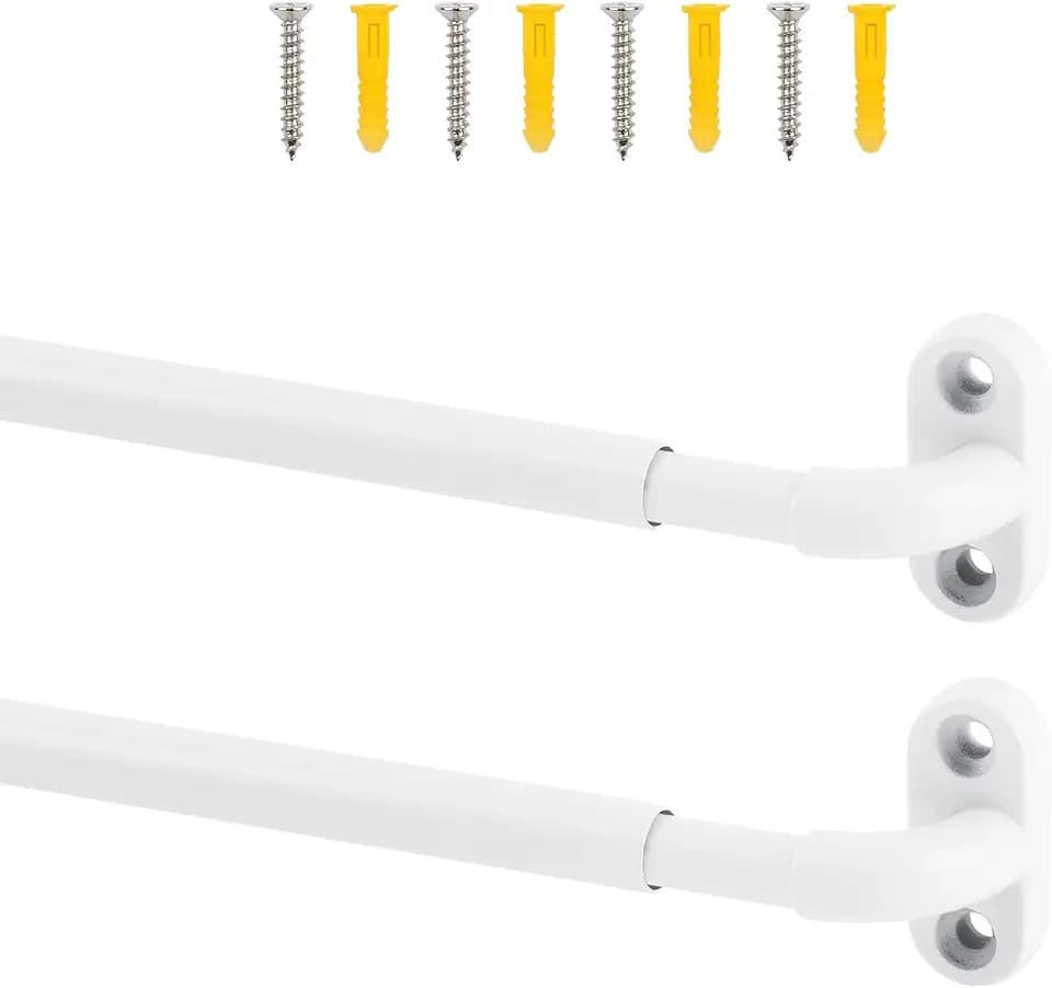 TYRON French Door Curtain Rod Adjustable 18-30 Inch, 2 Pack, White