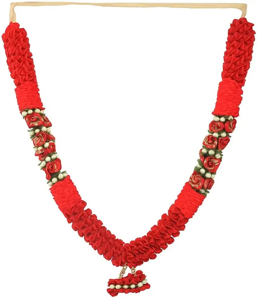 Mala Ribbon Flower Garland Mala for God Idol Pooja Sringar Ornament(20")