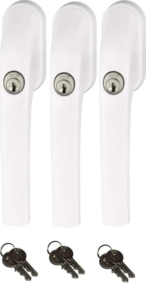 Abus FG300 abschließbarer Fenstergriff, weiß, im Set 3 Stück alle gleichschließend AL0125 mit insgesamt 6 Schlüssel