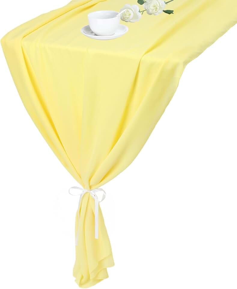 uxcell 2 Pcs Yellow Chiffon Table Runner 10FT 27.5" x 118" Light and Elegant Romantic Sheer Table Decoration for Wedding Party Decoration