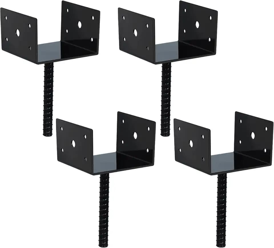 Gtongoko U Shape Fence Post Holder 6 Inches x 6 Inches 4 Pack,Suitable for 5.5 Inches x 5.5 Inches Wood Posts Concrete Post Anchor Deck Post Base Black