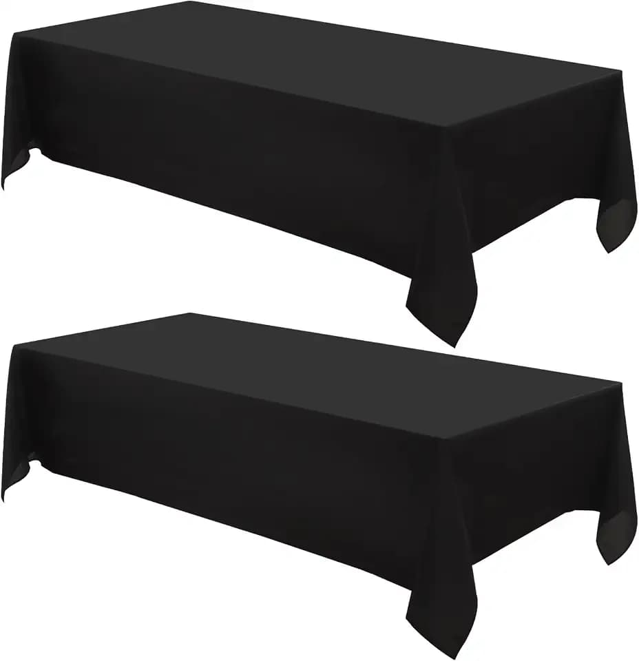 2 Pack Black Rectangle Tablecloths 90x156 Inch for 8ft Tables