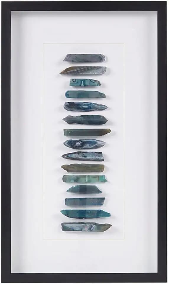 INK+IVY Cerulean Stones Wall Décor Natural Agate, Glass Framed Art for Living Room Entryway Home Accent, Ready to Hang Bedroom Decoration, 13.78" W x 23.62" H, Blue