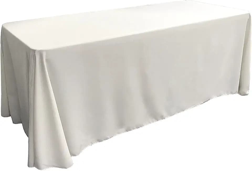 LA Linen Polyester Poplin Washable Rectangular Tablecloth, Stain and Wrinkle Resistant Table Cover 90x132, Fabric Table Cloth for Dinning, Kitchen, Party, Holiday 90 by 132-Inch, White