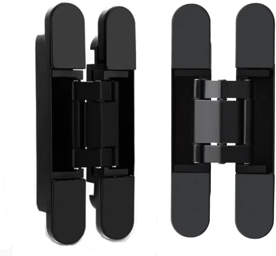 Hidden Door Hinges,6 inch Heavy Duty Concealed Hinges,180 Degree Swing 3-Way Adjustable Butt Hinges Suitable for Wooden Door Bedroom Door,2 Pack (Black, 6inch)