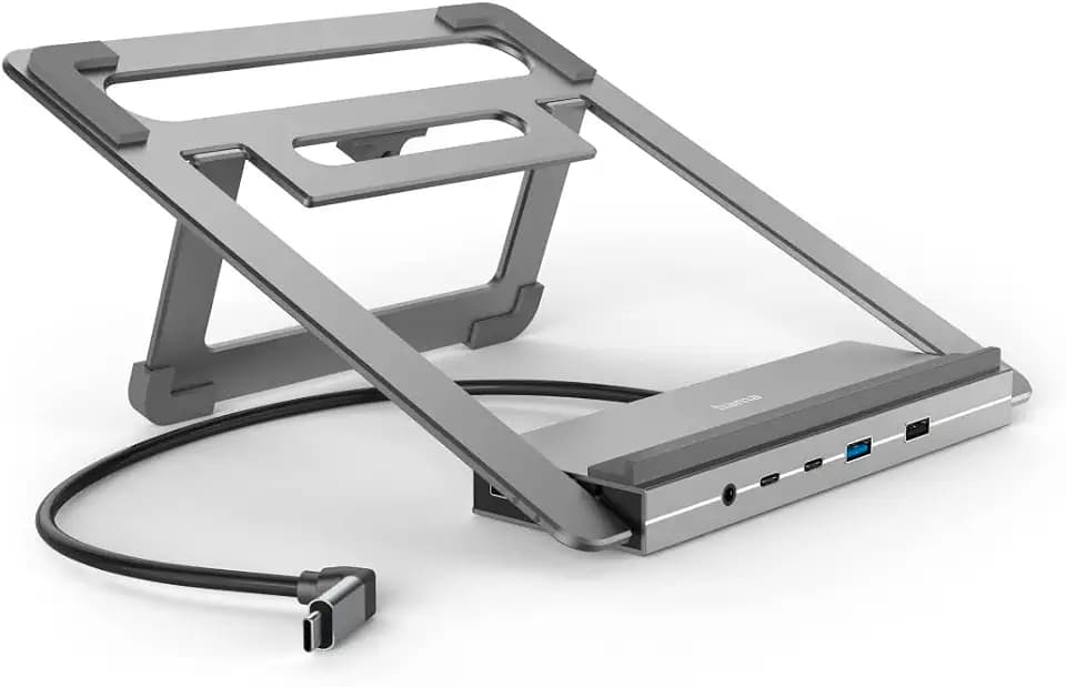 Hama USB C Docking Station mit Laptop-Ständer 12 Ports, USB, HDMI, LAN etc.
