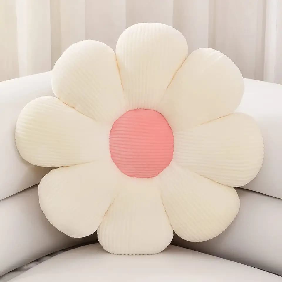 Sioloc Flower Shaped Throw Pillow - Butt Cushion & Seating Cushion, Cute Room Decor & Plush Pillow for Bedroom Sofa Chair (White, 23.6" )