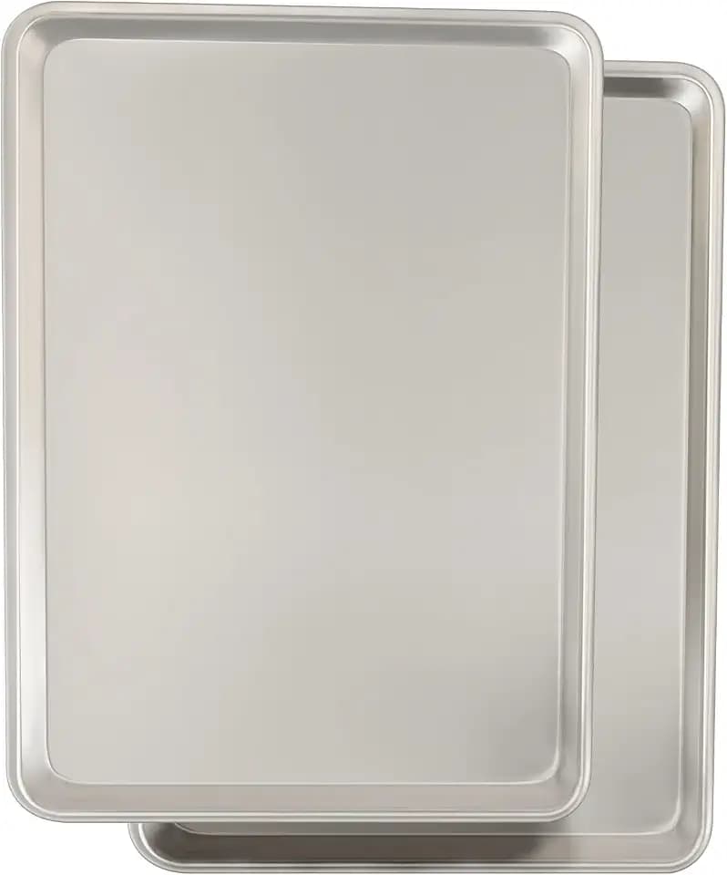 Commercial Quality Baking Sheet Pan Set, Natural Aluminum Cookie Sheet, Umite Chef Warp Resistant Baker's Half Sheet Pan, Large Thick Cookie Tray Pans for Baking, Roasting(2 Pack, 18X13In)