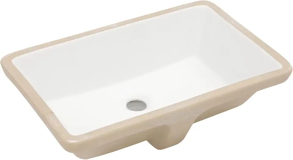 21x13 Inch White Rectangle Undermount Bathroom Sink