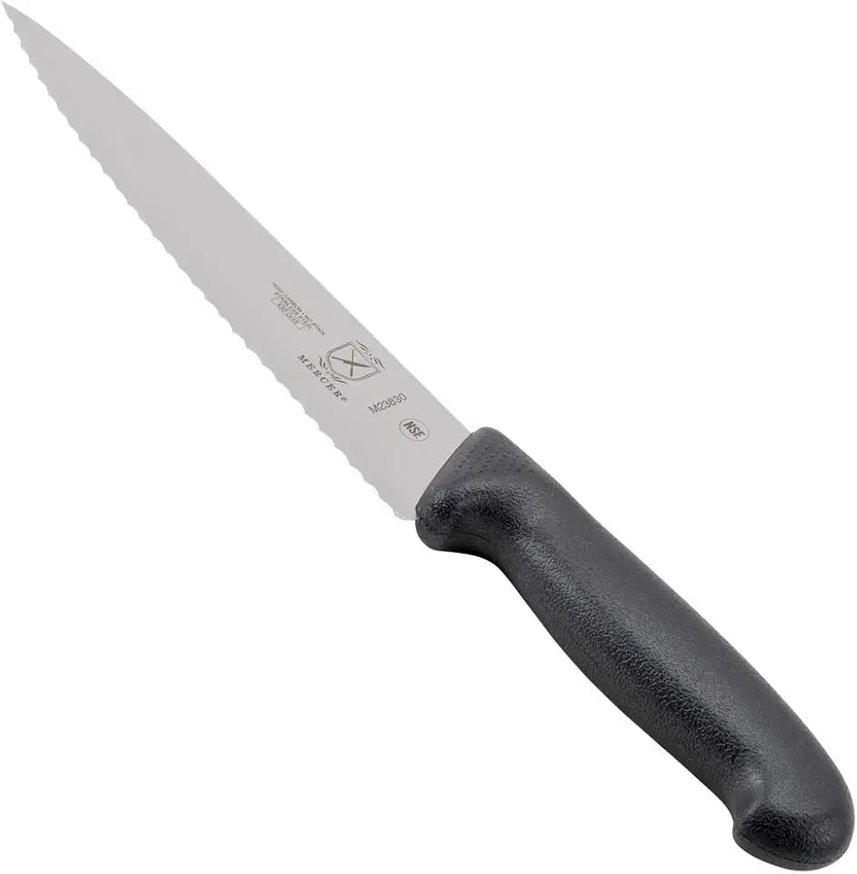 Mercer Culinary M23830 Millennia Black Handle, 7.5-Inch Wavy Edge, Chef's Knife