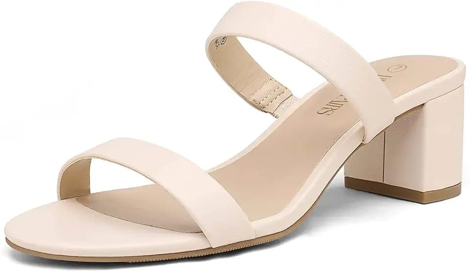 DREAM PAIRS Women's Comfort Block Slip On Mule Heels