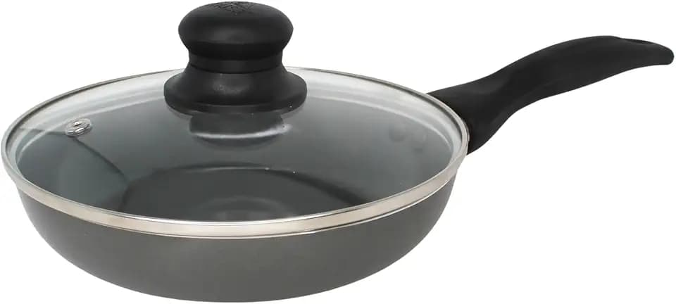 IMUSA 7 Inch Chef Cera Aluminum Ceramic Fry Pan with Glass Lid, Gray