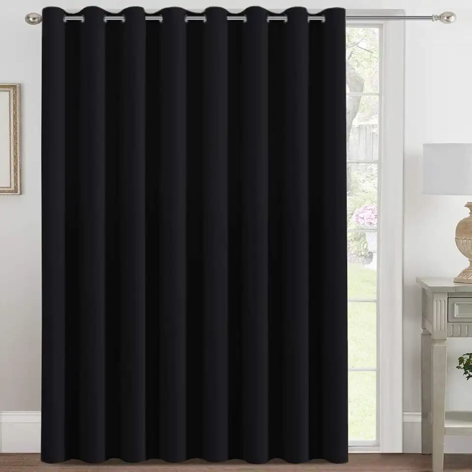 H.VERSAILTEX Blackout Patio Curtains 100 x 102 Inches for Sliding Door Extral Wide Blackout Curtain Panels Thermal Insulated Room Divider - Grommet Top, 8.5' Tall by 8.3' Wide - Jet Black