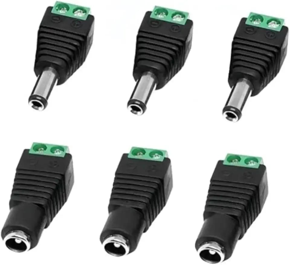 JZK 3 Paar 5,5 mm x 2,1 mm DC-Netzteilstecker, 12 V Stecker/Buchse mit Schraubklemmen, DC-Buchsen-/Steckeradapter für CCTV-Überwachungskameras, Router, LED-Streifen