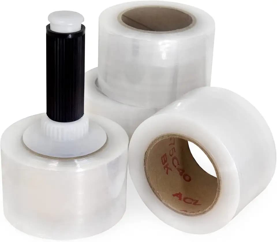 IDL Packaging 3" x 1000' Stretch Wrap Mini Rolls, 80 Ga (4-Pack) - USA-Made