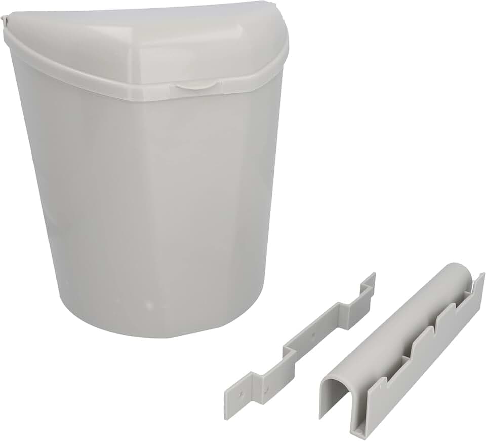cartrend Caravan Abfalleimer mit Deckel und Halterung, 6 Liter, Camping, Campingzubehör, Wohnwagen, Wohnmobil, Wohnwagenzubehör, grau
