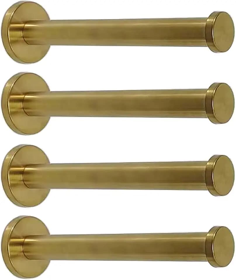 Golden Brushed Stainless Steel Single Heavy Duty Wall Mount Hook, Bath Towel Hooks, Robe Hooks, Coat Hanger, 4 PCS (6 inch)
