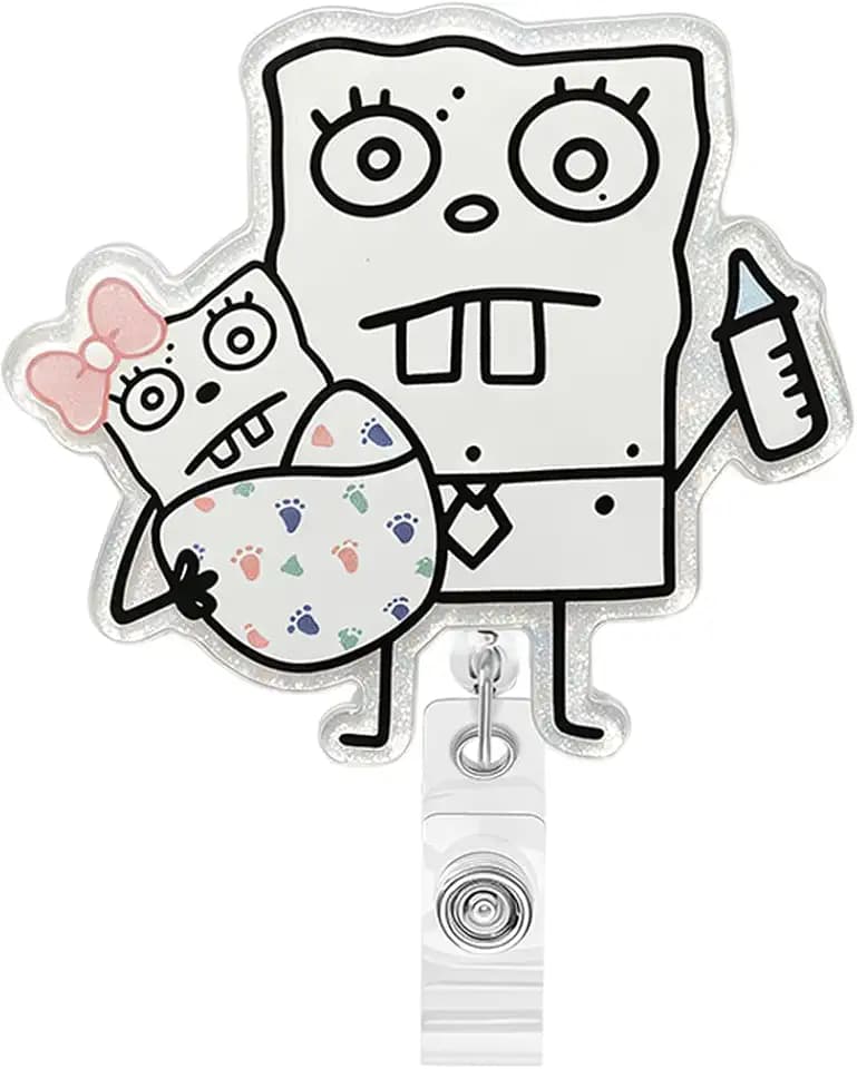 Cute Spongebob Badge Reel Hospital ID Retractable Holder with Clip for L&D