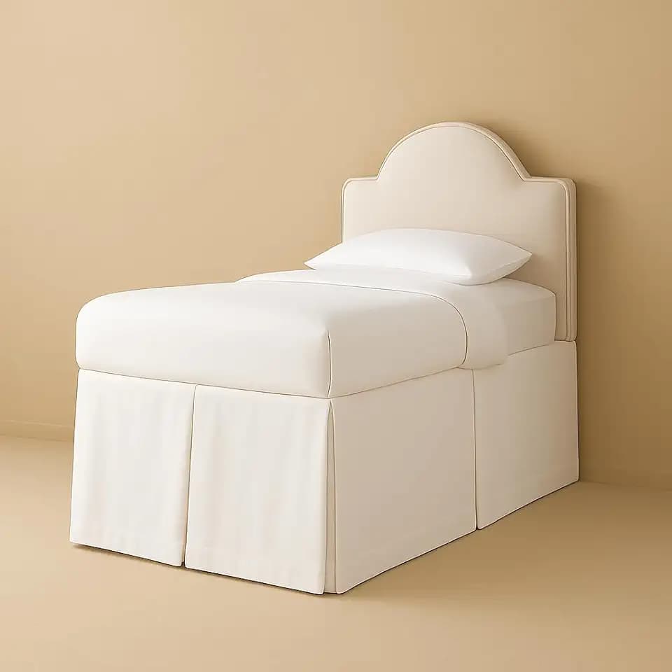 eBeddy Linens Split Corner Dorm Bed Skirt Twin XL – 34 Inch Drop, 100% Microfiber, Extra Long Bed Skirt for College Dorm, Platform Style, White Solid, Hidden Storage Solution, Easy Fit