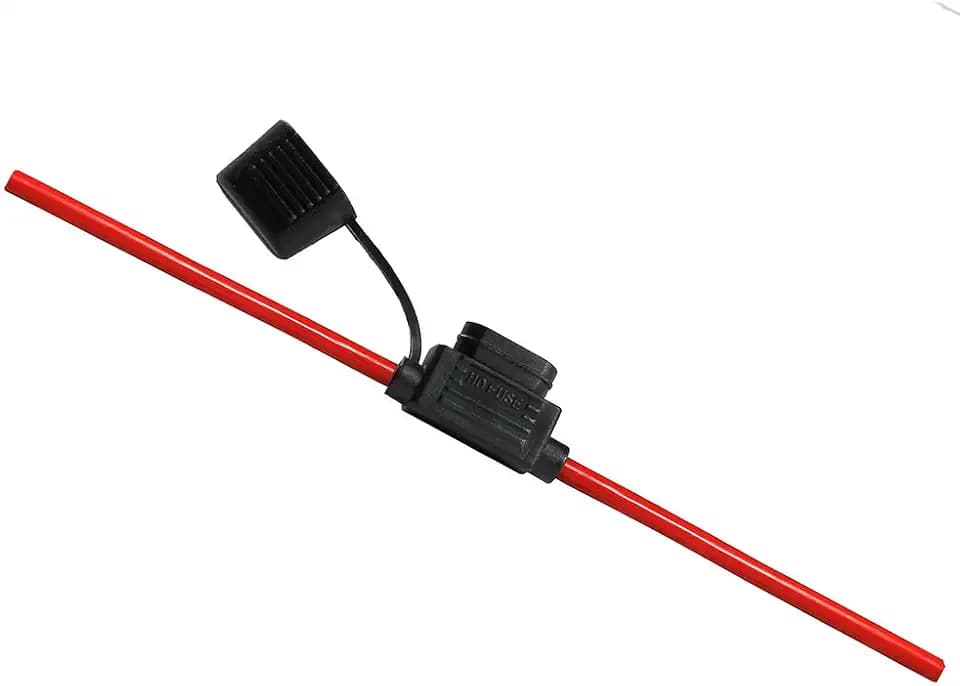 Offgridtec 6mm² Flachsicherungshalter für Kfz-Bladesicherungen, isoliertes Gummigehäuse mit wasserdichtem Deckel, 40A, 25cm Kabel, Überstromschutz für Fahrzeuge, Solar, Industrieanwendungen (1 Stück)