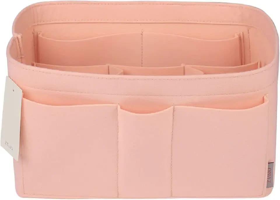 ZTUJO Purse Organizer Insert, Felt Bag Organizer For Handbag Purse Organizer,13 Colors, 6 Size (Medium, Brush Pink)