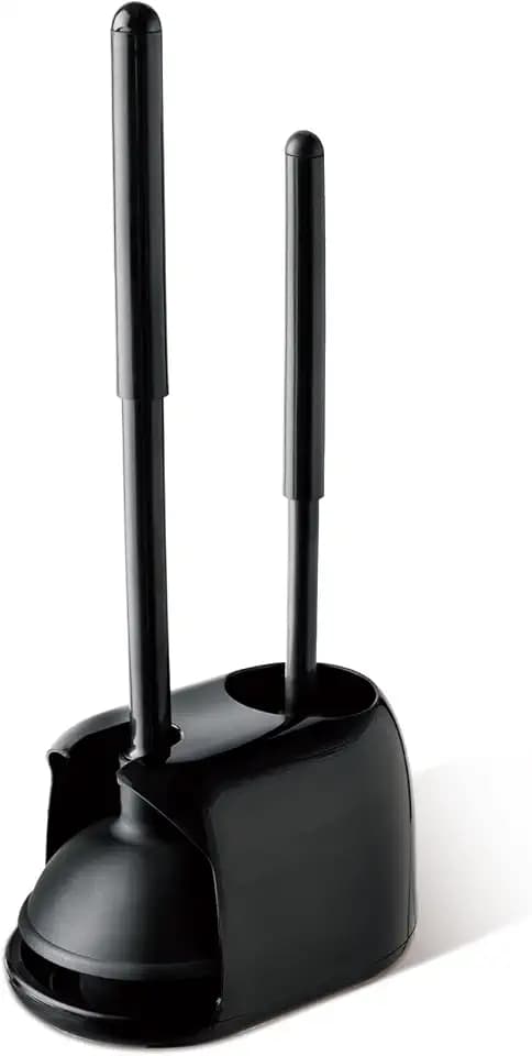 Eyliden Toilet Plunger and Brush Set, 2-in-1 Compact Holder, Black