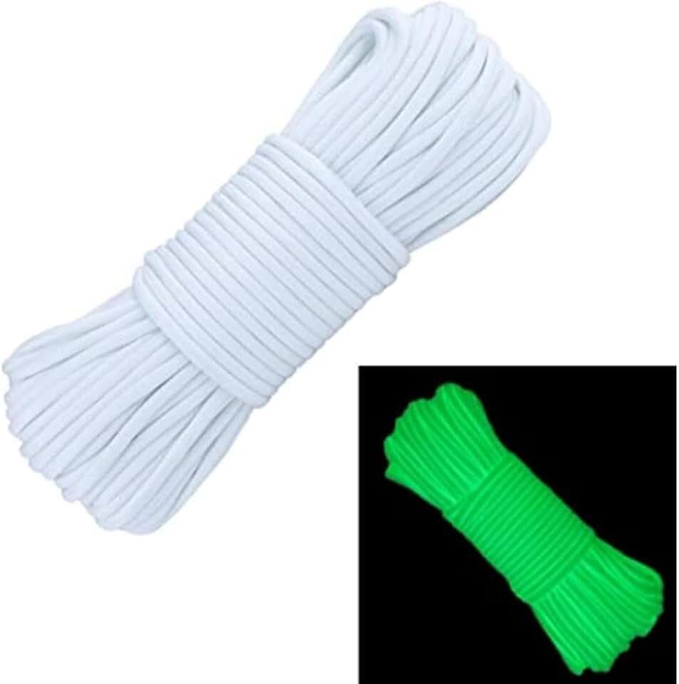 Glow in the Dark Zesty 550lb Paracord – 21 Strand Luminous Parachute Cord for Nighttime Outdoor Utility – 8 Colors and Length Options of 25', 50’, 100’, and 1,000’
