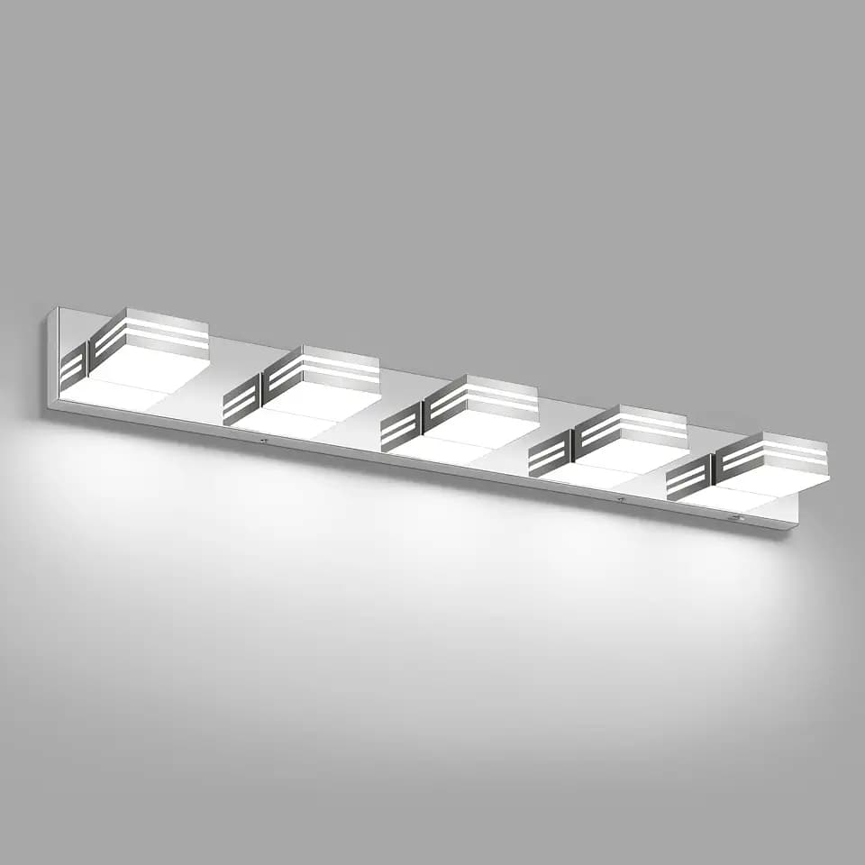 LED Modern Bathroom Vanity Light Fixtures (5-Light, 40-Inch), Chrome Modern Bathroom Wall Lighting Fixtures Over Mirror (Cool White 6000K)