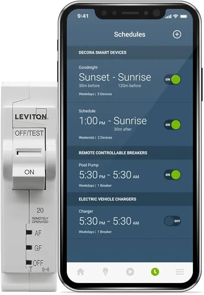 Leviton LB120-DST 2nd Gen Smart Circuit Breaker with Remote Control, Dual Function AFCI/GFCI, 1-Pole 20 Amp, 120-Volt, 10kA Interrupt Rating