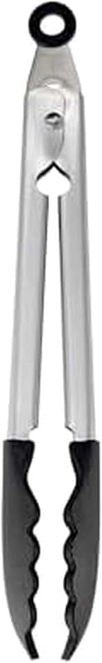 KitchenAid Silicone Tipped Stainless Steel Tongs, Black, 9 Inch