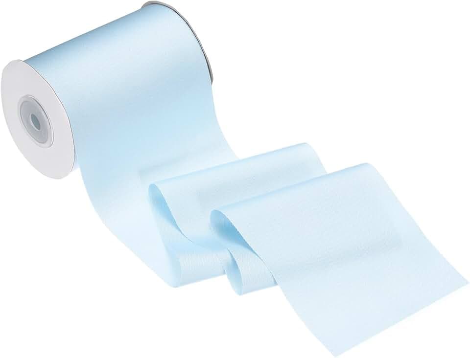 M METERXITY Double Satin Ribbon (4" x 10 Yard, Sky Blue) - Double-Faced Thick Polyester Satin Ribbon Solid Fabric, Apply to Wedding Party Decor/Grand Opening Ceremony/Bow Making