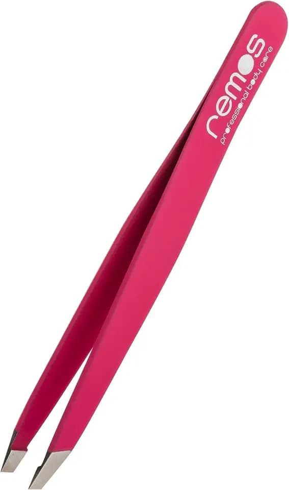 REMOS Profi Pinzette mit extra feinen Spitzen zum Zupfen der Augenbrauen - fuchsia