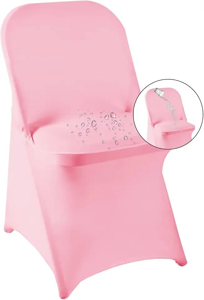 magalo 12 Pack Pink Spandex Folding Waterproof Chair Cover, Stretch Chair Cover Protector for Wedding, Party, Dining Banquet and Other Special Events