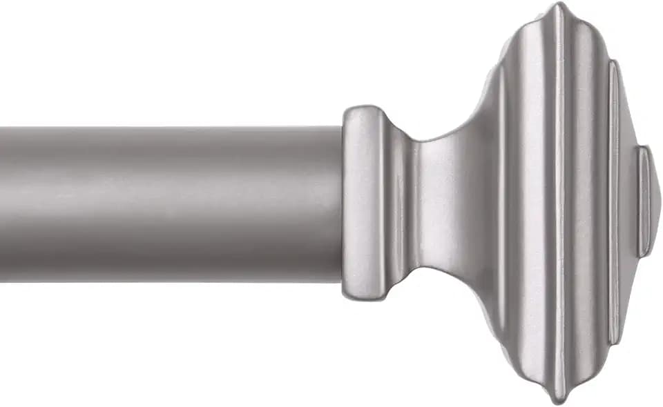 Long Curtain Rod-EUPLAR 1 Inch Antique Silver Curtain Rod with Square Finials, Adjustable Window Drapery Rods 72 to 144 inch for Room Divider, Outdoor, Bedroom and More