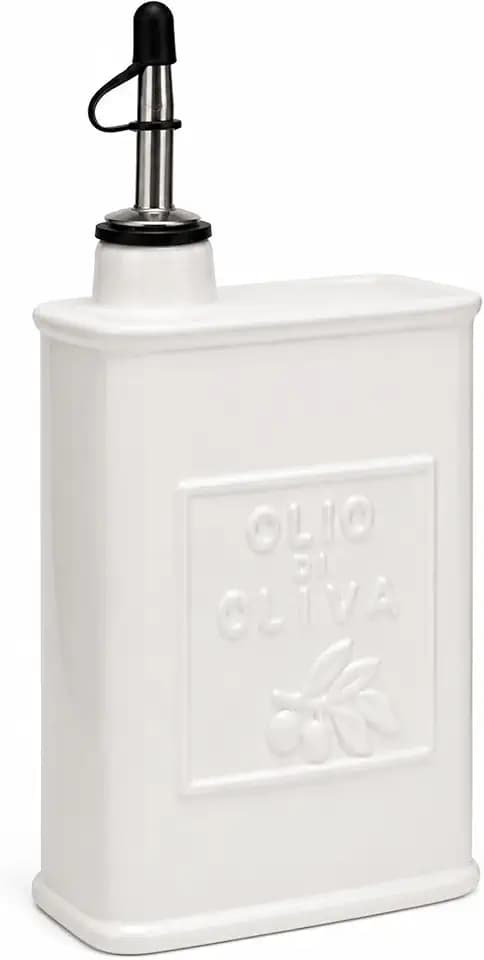 Fox Run White Ceramic Oil Bottle, 17 oz/500 ML Olive Oil Can Dispenser