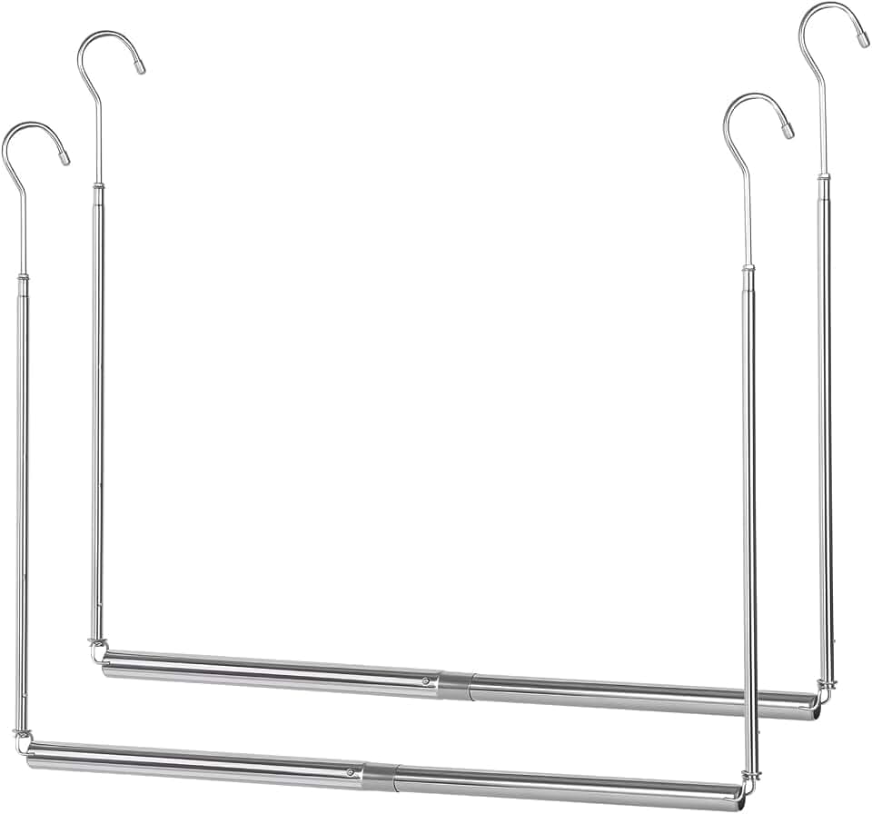 Foldable Hanging Closet Rod Adjustable Width and Height, Chrome