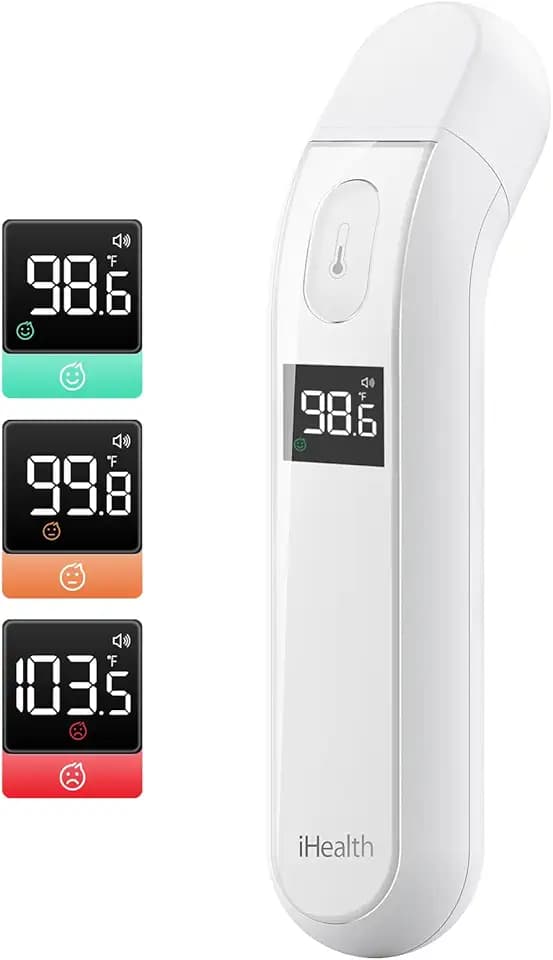 iHealth thermometer für erwachsene von ihealth, infrarot-stirn-thermometer für erwachsene und kinder, touchless digital baby thermometer mit fieber-indikatoren, nichtkontaktthermometer (pt2l)